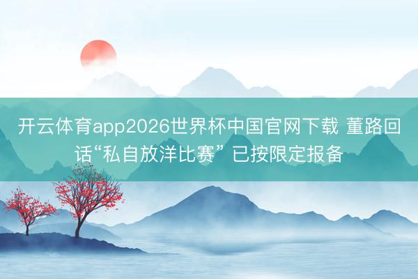 开云体育app2026世界杯中国官网下载 董路回话“私自放洋比赛” 已按限定报备
