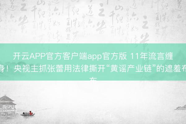 开云APP官方客户端app官方版 11年流言缠身！央视主抓张蕾用法律撕开“黄谣产业链”的遮羞布
