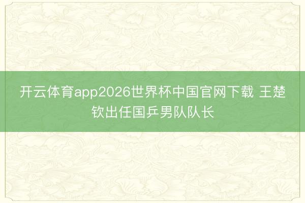 开云体育app2026世界杯中国官网下载 王楚钦出任国乒男队队长