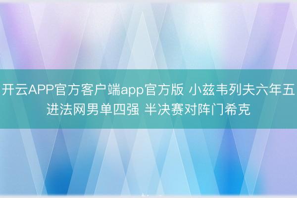 开云APP官方客户端app官方版 小兹韦列夫六年五进法网男单四强 半决赛对阵门希克